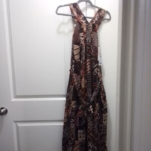 NWT Elegant Brown Patterned Women's Dress
